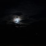 Full moon shining through clouds in a dark night sky – poetic nocturnal scene - nbcreations