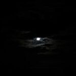 Moonlight breaking through thick clouds on a starless dark night – dramatic lunar sky - nbcreations