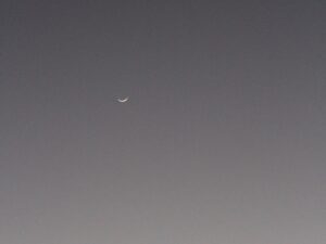 Crescent moon and Venus (evening star) in a high-contrast grey sky – minimalist night scene - nbcreations