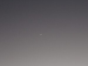 Crescent moon and Venus (evening star) in a high-contrast grey sky – minimalist night scene - nbcreations