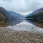 Mountain lake nestled between two peaks – tranquil alpine landscape - nbcreations