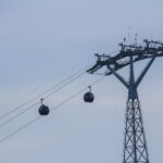 Cable car support tower with cables stretching into the distance – aerial lift infrastructure - nbcreations