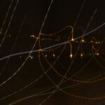 Nighttime light trails with wavy yellow and white lines over city lights – abstract long exposure photography - nbcreations