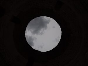 View of cloudy sky forming a moon-like circle – artistic visual illusion - nbcreations